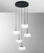 EMILY Lampadario a Sospensione 200 cm 5 luci In Vetro