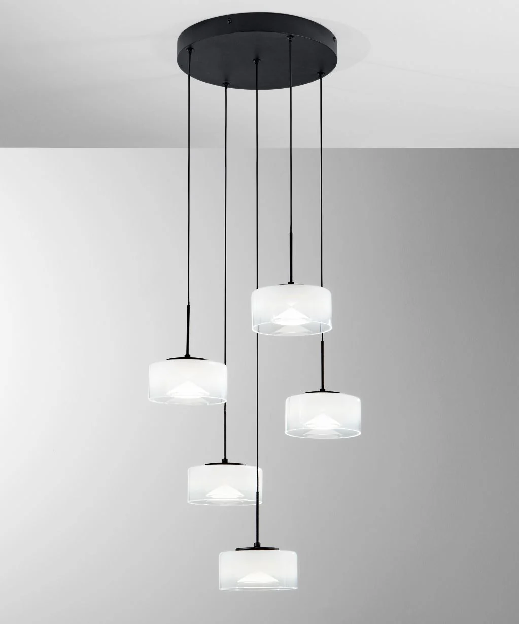 0110476_lampadario-moderno-nero-5-pendenti-vetro-led-40w-ccr-emily-fan-europe.jpg EMILY Lampadario a Sospensione 200 cm 5 luci In Vetro - immagine 1