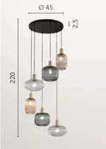 EGADI Sospensione 6 luci E27 in Vetro - immagine 2