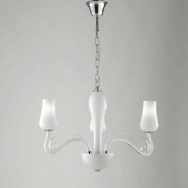 Lampadario SOFFIO a Sospensione 3 luci Led(E14) 120x66 cm In Vetro Soffiato