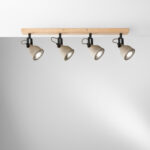 KISA Plafoniera 4 Luci Led (GU10) 70 cm in Cemento