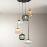 EGADI Sospensione 6 luci E27 in Vetro