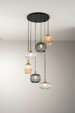 EGADI Sospensione 6 luci E27 in Vetro