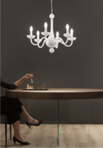 ALFIERE Lampadario 8 Luci Led (E14) 74 cm In Vetro disponibile in due colori - immagine 5