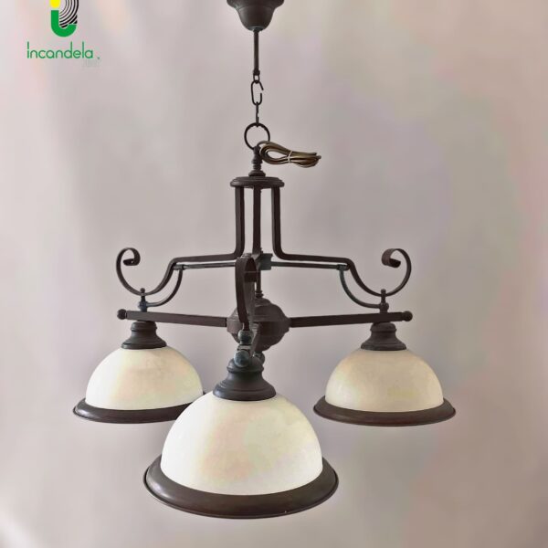 RG 9205 Lampadario di Falb 3 Luci E27 in ferro forgiato e vetro