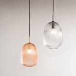 DUKE sospensione a Led(E27) In Vetro disponibile in due colori: Ambra e Grigio