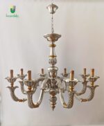 708/8 Lampadario foglia argento, decoro oro - immagine 4