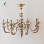 708/8 Lampadario foglia argento, decoro oro