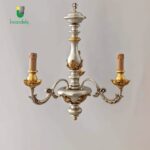 1100/3 Lampadario foglia argento, decoro oro