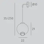 WAX 1215 Applique TOP LIGHT in Metallo Vetro 1 Luce disponibile in diverse finiture e colori - immagine 3