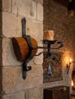 012/Ap1 Applique in ferro battuto e legno decoro nero/argento - immagine 3
