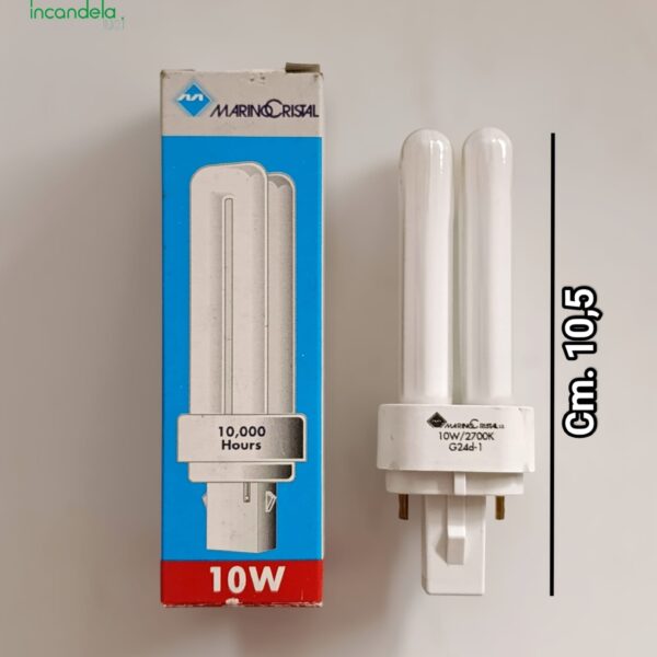 Lampadina fluorescente 10W attacco G24d 2 PIN 2700K