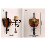 012/Ap1 Applique in ferro battuto e legno decoro nero/argento - immagine 4