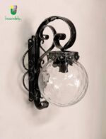 704/APP Applique in ferro battuto decoro nero/argento vetro trasparente 1 Luce E14 - immagine 4