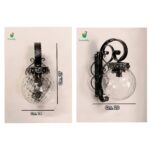 704/APP Applique in ferro battuto decoro nero/argento vetro trasparente 1 Luce E14 - immagine 2