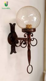 650/APG Applique in ferro battuto decoro ruggine-oro vetro ambra 1 Luce E27 - immagine 3