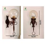 650/APG Applique in ferro battuto decoro ruggine-oro vetro ambra 1 Luce E27 - immagine 2