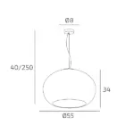 CASPER 1218 Lampada a Sospensione TOP LIGHT Alluminio Vetro D. 55/42 disponibile in due colori e misure - immagine 3
