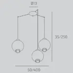 WAX 1215/S3 S Lampada a Sospensione Decentrato TOP LIGHT Metallo Vetro 3 Luci disponibile in diversi colori e finiture - immagine 5