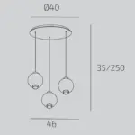 WAX 1215/S3 T Lampada a Sospensione TOP LIGHT Metallo Vetro 3 Luci disponibile in diverse finiture e colori - immagine 3