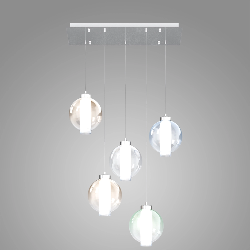lampada-a-sospensione-wax-top-light-1215CRS5-R-MP-1 WAX 1215 Lampada a Sospensione TOP LIGHT Metallo Vetro 5 Luci L. 61×41 disponibile in vari colori e finiture - immagine 1