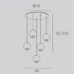 WAX 1215/S5 T Lampada a Sospensione TOP LIGHT Metallo Vetro 5 Luci D. 46 disponibile in diverse finiture e colori - immagine 2