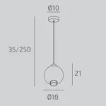 WAX 1215/S1 Lampadario Moderno TOP LIGHT Metallo Vetro 1 Luce D. 18 disponibile in diversi colori e finiture - immagine 7