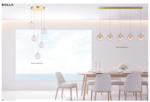 BOLLA sospensione metallo oro/nero + paralume in vetro ambra/trasparente/fumè 5 luci LED 20W 3000K - immagine 7