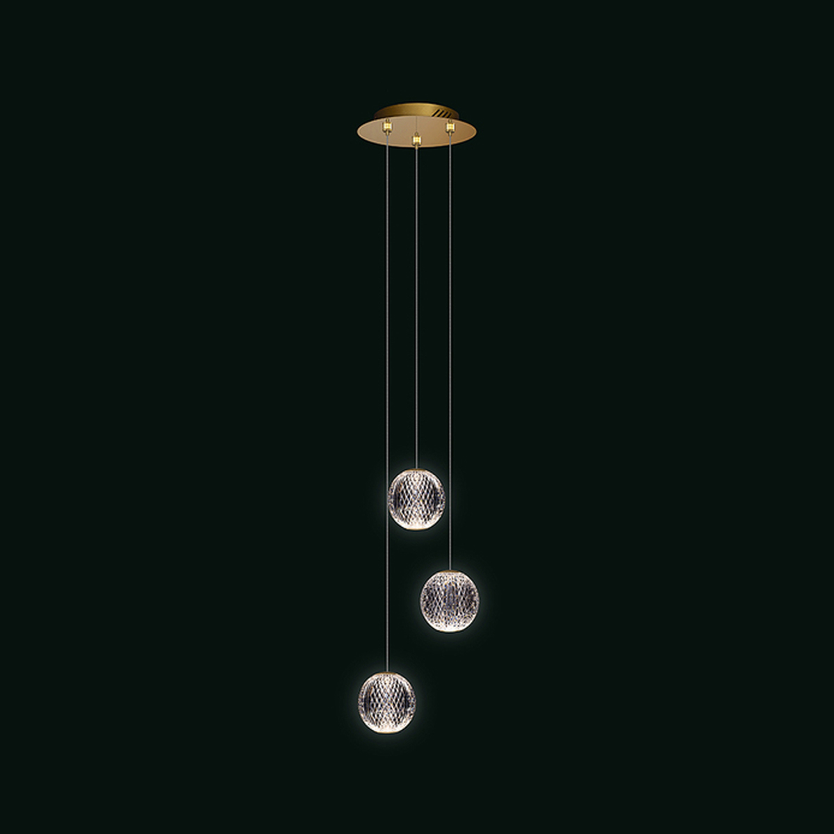 diamante-sospensione-3-luci-oro Diamante sospensione di Illuminati 3 Luci LED 12,6W 3000K disponibile in due finiture - immagine 1