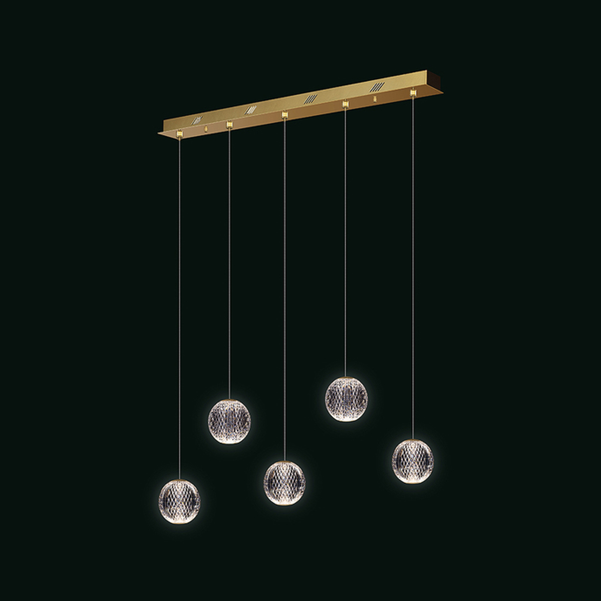diamante-sospensione-5-luci-oro-5BGOL Diamante sospensione di Illuminati 3 Luci LED 21W 3000K disponibile in due finiture - immagine 1