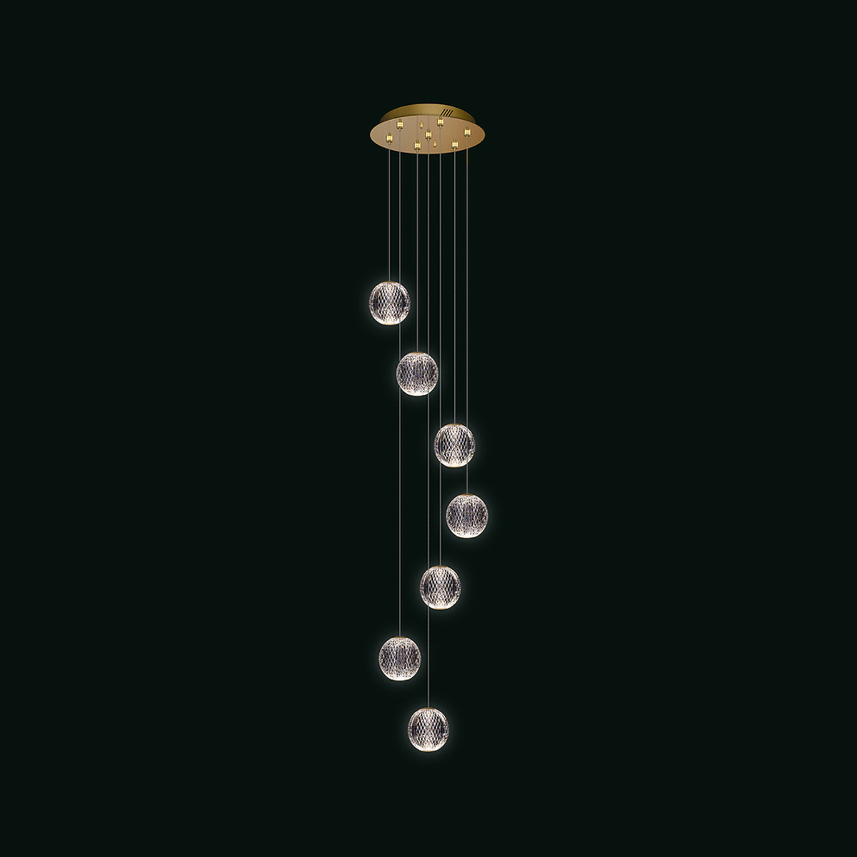diamante-sospensione-7-luci-gold Diamante sospensione di Illuminati 7 Luci LED 29,4W 3000K disponibile in due finiture - immagine 1