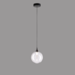 BOLLA sospensione metallo nero + paralume in vetro fumè/ trasparente LED 4,5W 3000K - immagine 4
