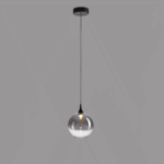 BOLLA sospensione metallo nero + paralume in vetro fumè/ trasparente  LED 4,5W 3000K