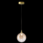 BOLLA sospensione metallo oro + paralume in vetro ambra/vetro trasparente  LED 4,5W 3000K