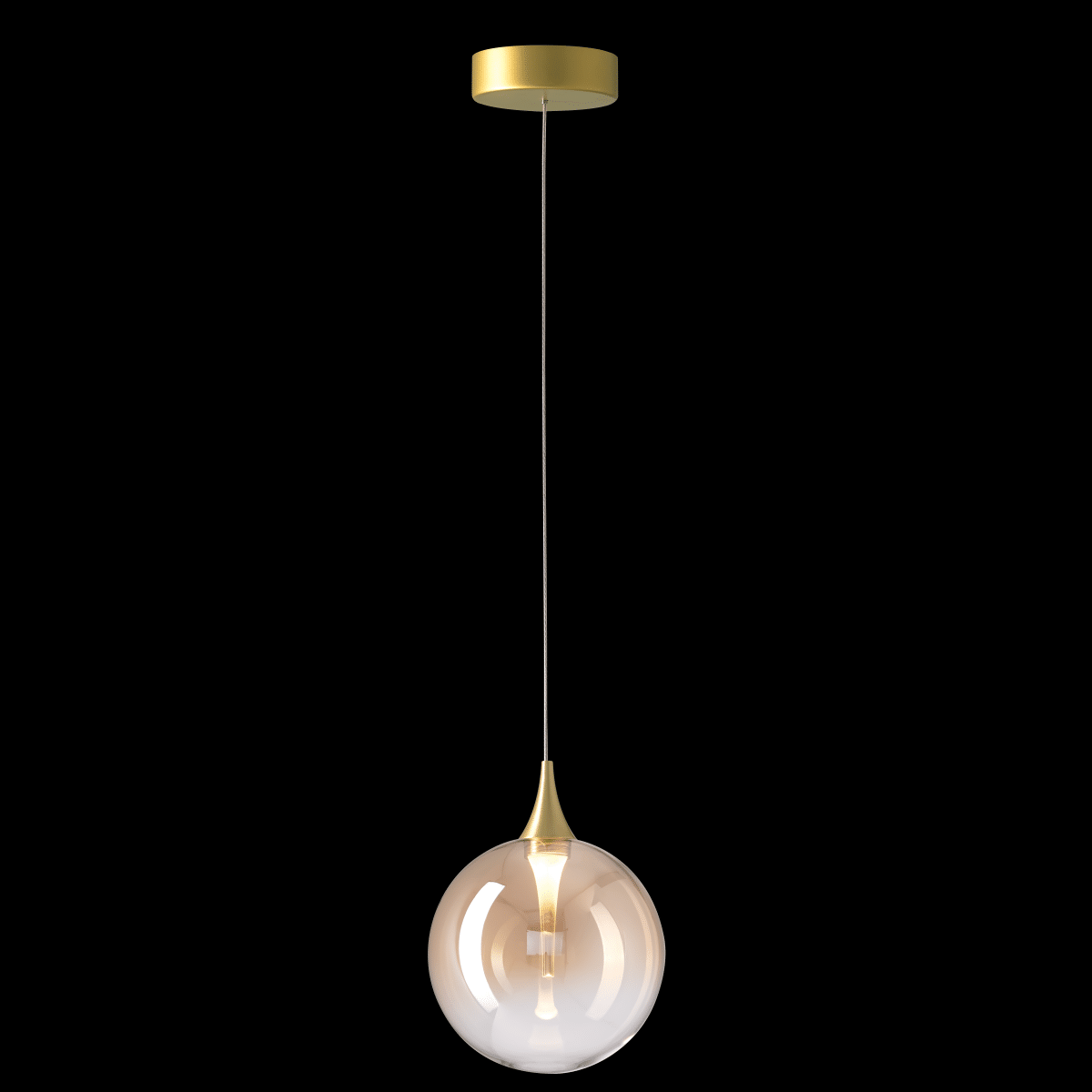 x-sito-MD23001045-1ASG-AM BOLLA sospensione metallo oro + paralume in vetro ambra/vetro trasparente LED 4,5W 3000K - immagine 1