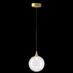 BOLLA sospensione metallo oro + paralume in vetro ambra/vetro trasparente LED 4,5W 3000K - immagine 3