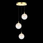 BOLLA sospensione metallo oro/nero + paralume in vetro ambra/trasparente/fumè  3 luci LED 12W 3000K - immagine 4