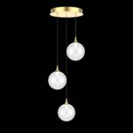 BOLLA sospensione metallo oro/nero + paralume in vetro ambra/trasparente/fumè  3 luci LED 12W 3000K - immagine 2