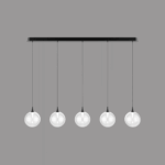 BOLLA sospensione metallo oro/nero + paralume in vetro ambra/trasparente/fumè 5 luci LED 20W 3000K - immagine 6