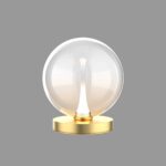 BOLLA lampada da tavolo metallo oro/nero + paralume in vetro ambra/trasparente/fumè 9 luci LED 4,5W 3000K