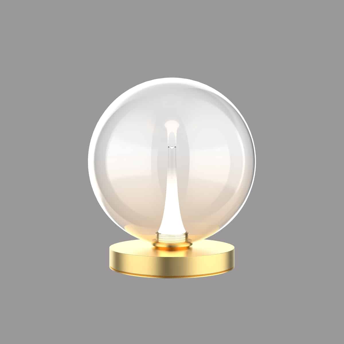 x-sito-MT23001045-1ASG-AM-2 BOLLA lampada da tavolo metallo oro/nero + paralume in vetro ambra/trasparente/fumè 9 luci LED 4,5W 3000K - immagine 1