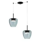 KYLIE SOSPENSIONE 2 LUCI CON DECENTRO e DIFFUSORI ø24 cm IN VARIE FINITURE E COLORI LAMPADINE ATTACCO GX53 - immagine 5