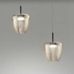 KYLIE SOSPENSIONE 2 LUCI CON DECENTRO e DIFFUSORI ø24 cm IN VARIE FINITURE E COLORI LAMPADINE ATTACCO GX53