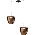 KYLIE SOSPENSIONE 2 LUCI CON DECENTRO e DIFFUSORI ø24 cm IN VARIE FINITURE E COLORI LAMPADINE ATTACCO GX53 - immagine 10