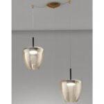 KYLIE SOSPENSIONE 2 LUCI CON DECENTRO e DIFFUSORI ø24 cm IN VARIE FINITURE E COLORI LAMPADINE ATTACCO GX53 - immagine 3