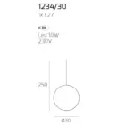 Lampadario moderno Top Light IRIS 1234+R10T1 E27 LED metallo vetro iridescente disponibile in tre misure e cinque finiture - immagine 9