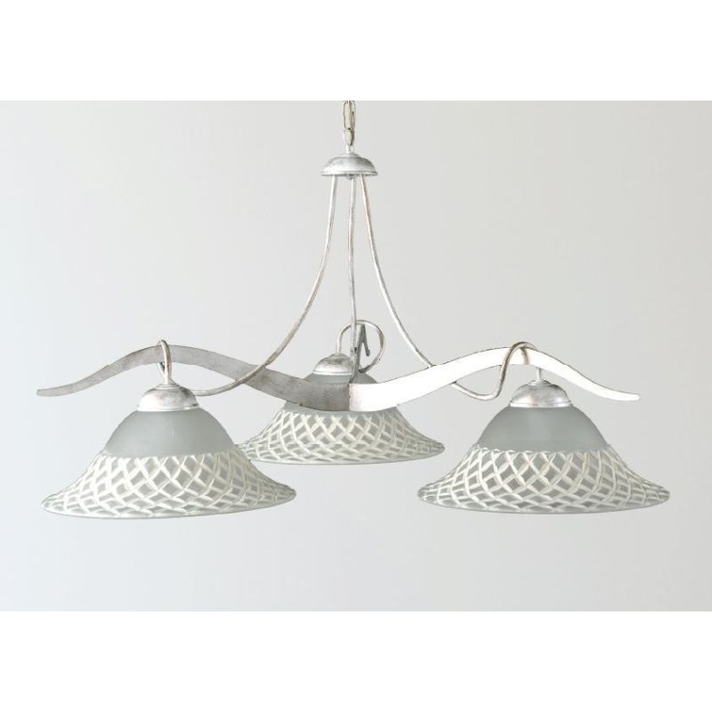 pamela-sospensione-classica-3-luci-metallo-bianco-argento-diffusori-in-vetro-alabastro-con-decori PAMELA 1049/3 Sospensione di Padana Lampadari 3xE27 - immagine 1